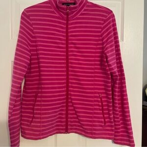 Jones New York Vibrant Pink Striped Zip Front Jacket size 6